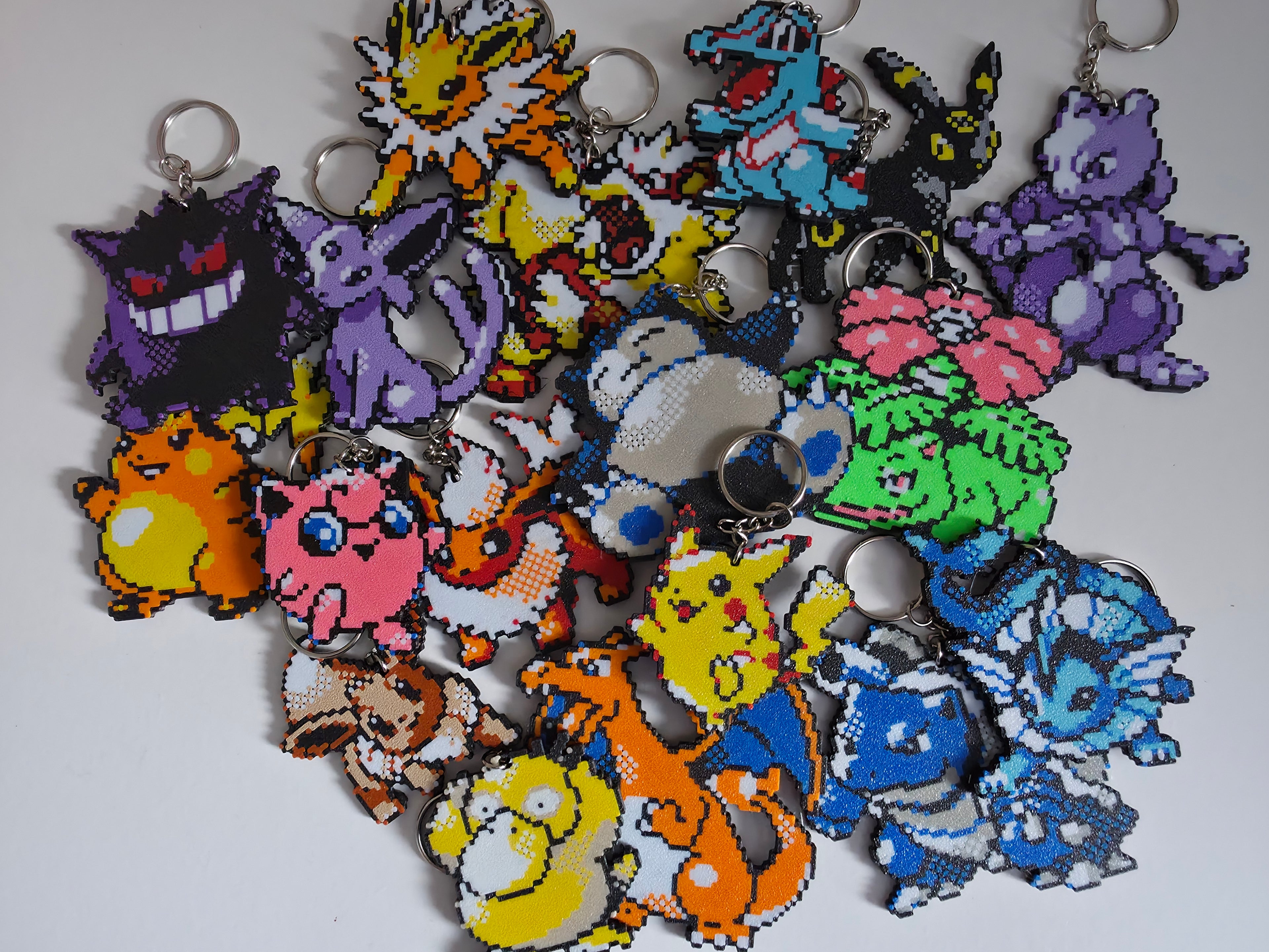 8 bit stylized Pokemon keyrings - Choose your favourites